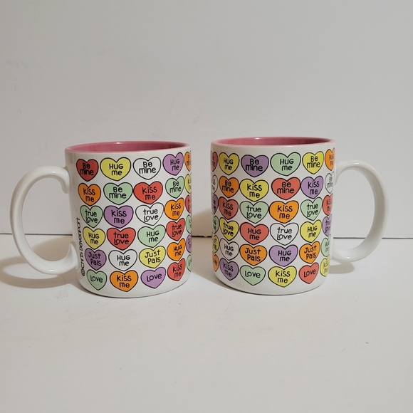 Lot of 2 Vtg 1986 ENESCO Chris Davenport Candy Heart Coffee Mug Valentines Day - Picture 3 of 4